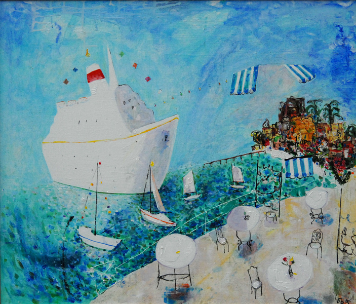 ALEXANDER BAYODGAN * WHITE SHIP * Oil on Canvas 60x70