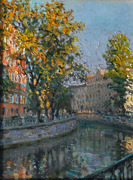 ANDRIAN GORLANOV * EVENING ON CANAL * Oil on Canvas 40x30