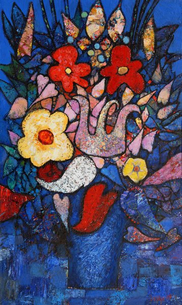 GENNADY GUIRIK * NIGHT FLOWERS * Oil on Canvas 100x60