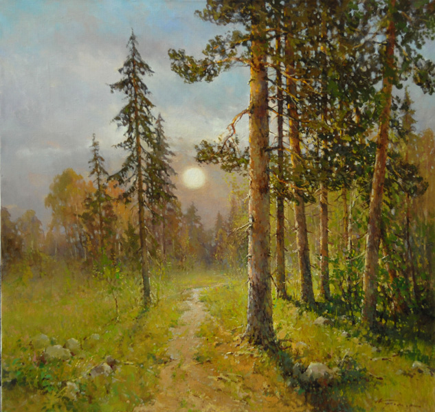 ALEXANDER KREMER * PINE TREES * Oil on Canvas 90x95