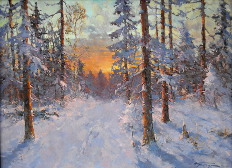 ALEXANDER KREMER * WINTER IN FOREST * Oil on Canvas 60x80