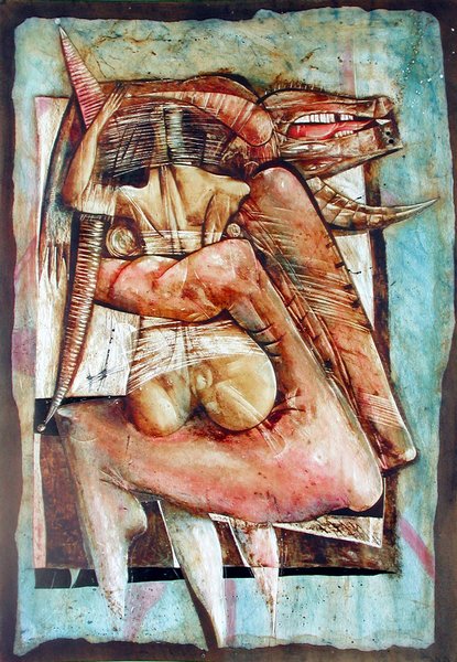 ANDREY MALKOV * RAPE OF EUROPA * Mixed Media On Paper 94x63