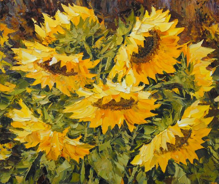 OLGA MALKOVA * SUNFLOWERS * Oil on Canvas 50x60