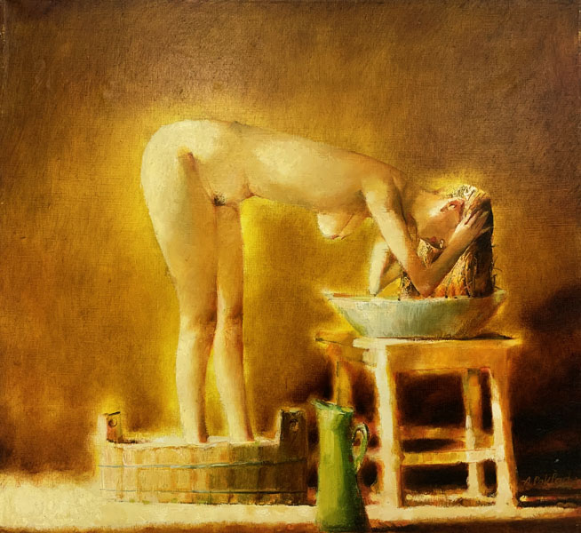 ALEXANDER POKLAD * WASHING HEAD * Oil on Canvas 65x70