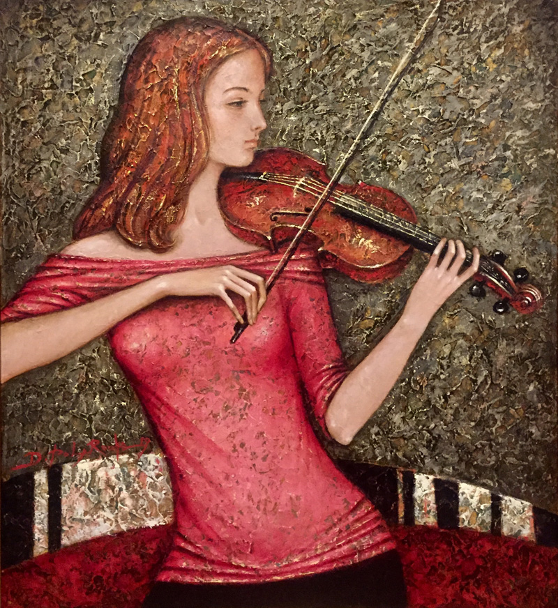 DIMITRY POLAROUCHE * MUSIC LESSON * Oil on Canvas 100x90