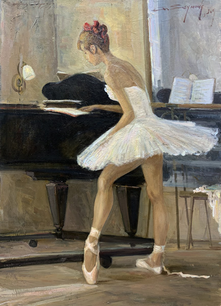 ALEXANDER SEYMUK * BY THE PIANO * Oil on Canvas 70x50